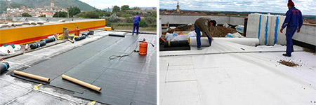 Trabajos de impermeabilizacion de cubiertas planas en Madrid.