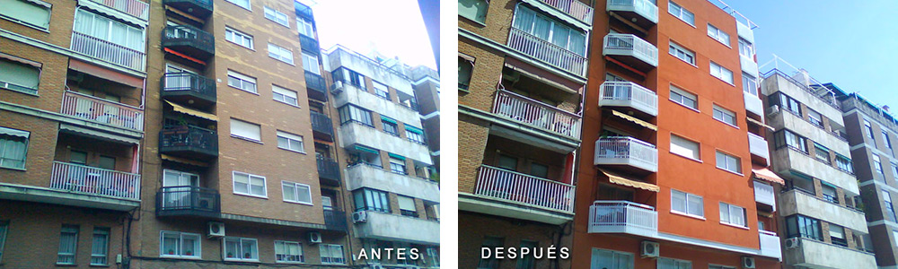 Trabajos de rehabilitacion de fachadas en Madrid.