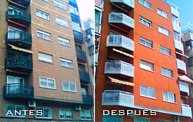 Trabajos de rehabilitacion de fachadas en Madrid.