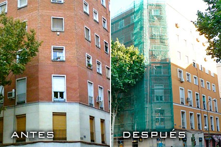 Trabajos de rehabilitacion de fachadas en Madrid.