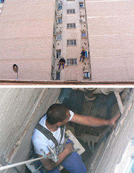 Trabajos de descuelgues verticales en Madrid.